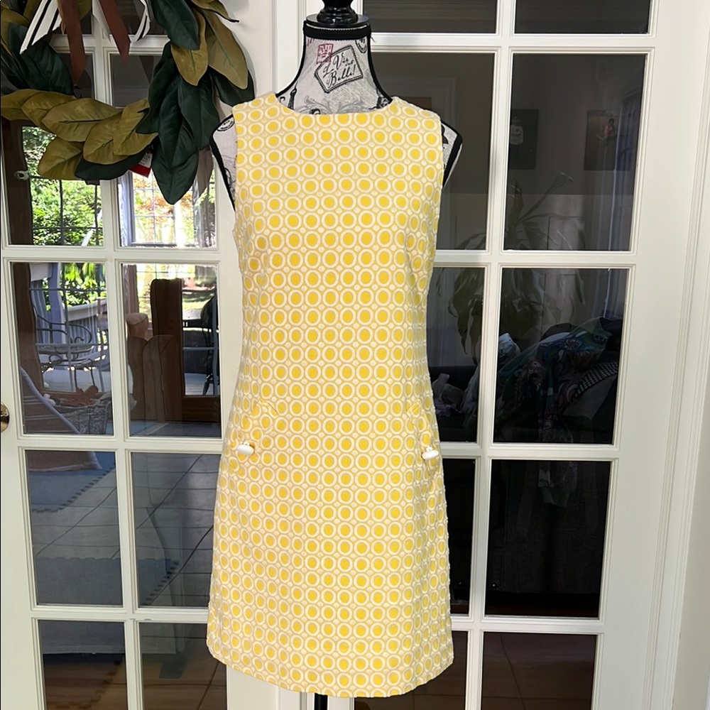 Shoshanna Yellow Geometric Sleeveless Dress